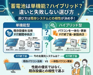 蓄電池は単機能とハイブリッドどっち？太陽光の年数で決まる選び方