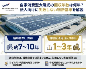 自家消費型太陽光の回収年数は何年？法人向けに失敗しない判断基準を解説