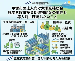 平塚市の法人向け太陽光補助金｜脱炭素設備投資促進補