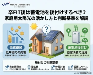 卒FIT後は蓄電池を後付けするべき？家庭用太陽光の活かし方と判断基準を解説