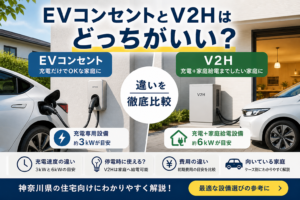 V2HとEVコンセントはどっちがいい？充電速度・停電時・費用の違いを比較