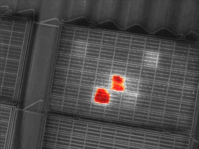 ドローンで撮影した太陽光発電所の赤外線画像