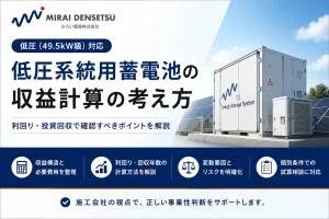 低圧系統用蓄電池の収益計算｜利回り・投資回収で確認すべき項目